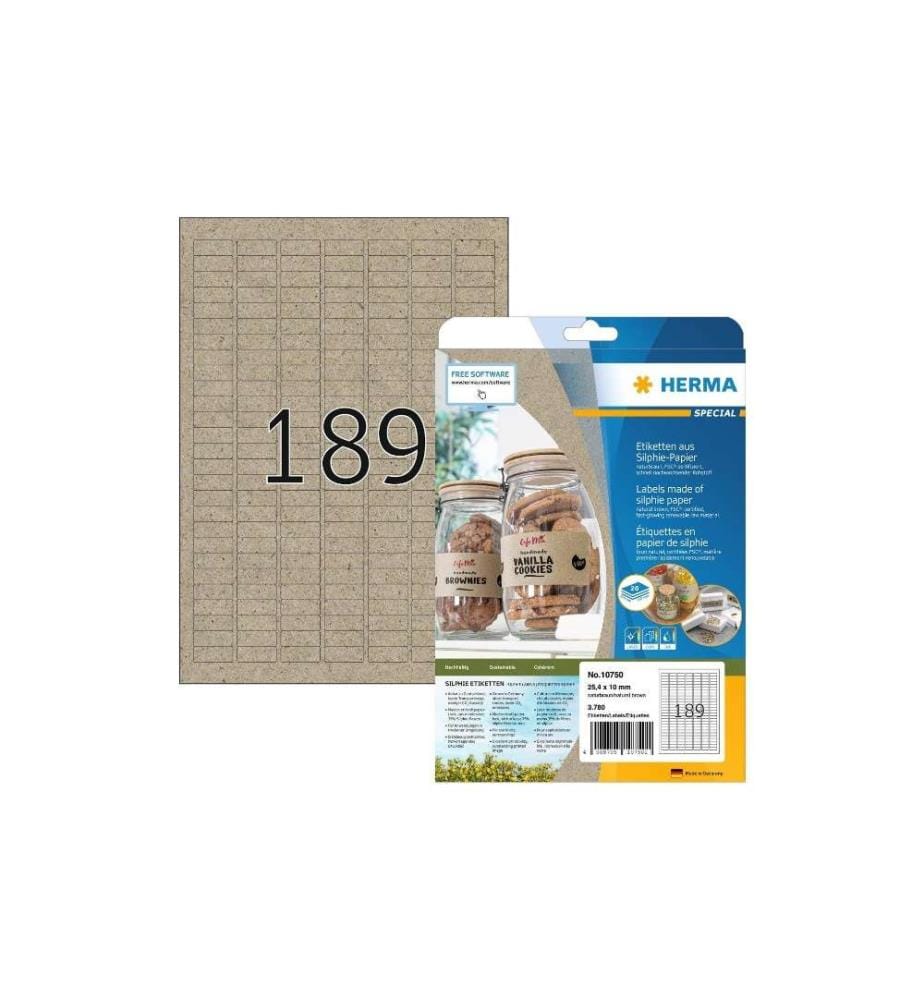 HERMA - Universal-Etiketten 25.4 x 10 mm, 20 Blatt, Braun