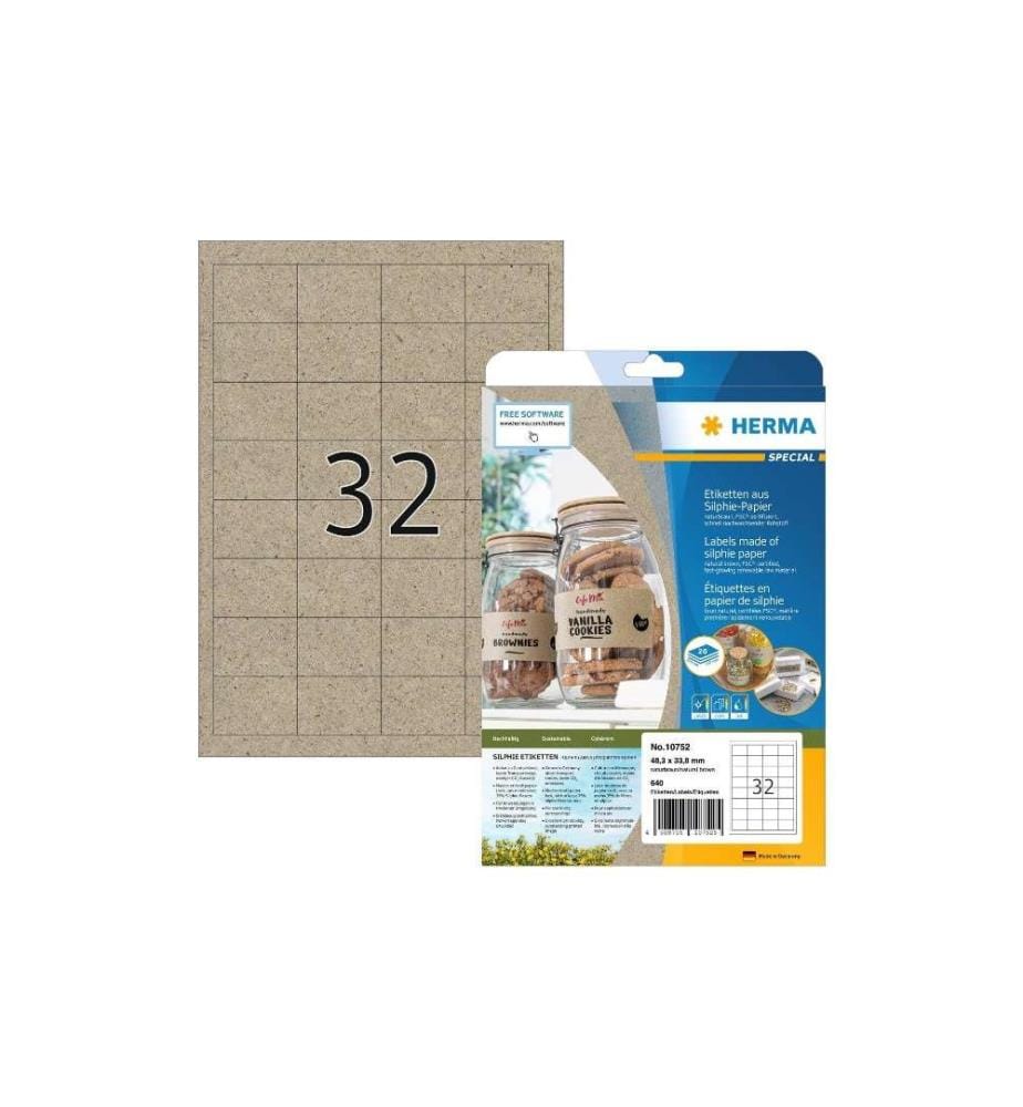 HERMA - Universal-Etiketten 48.3 x 33.8 mm, 20 Blatt, Braun