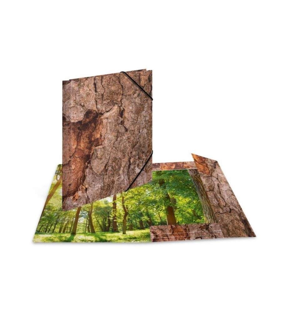 HERMA - Gummibandmappe Wood Dunkelbraun