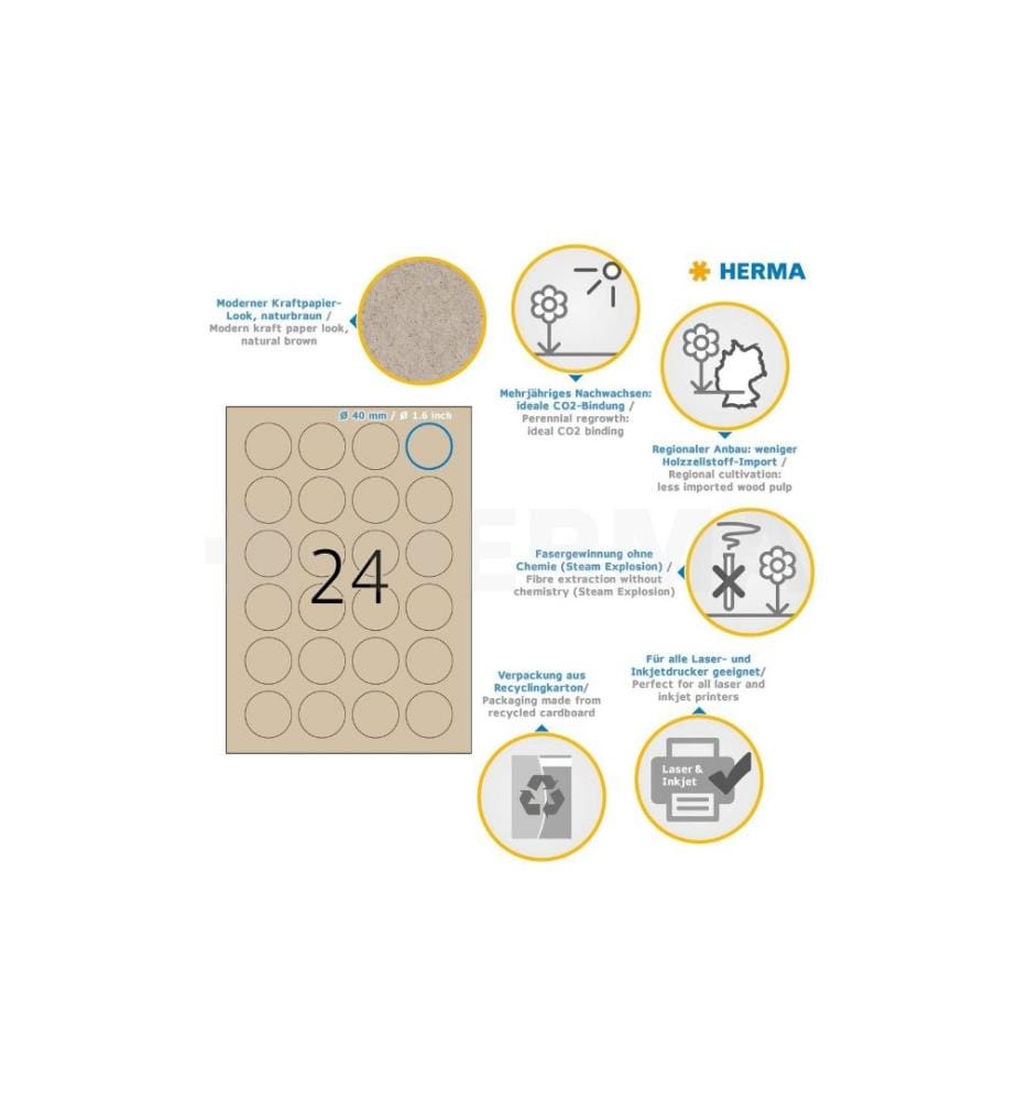 HERMA - Runde Etiketten Ø 40 mm, 20 Blatt