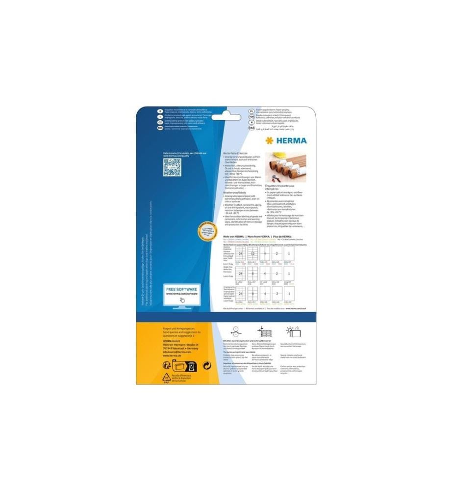 HERMA - Outdoor-Etiketten 66 x 33.8 mm, 20 Blatt