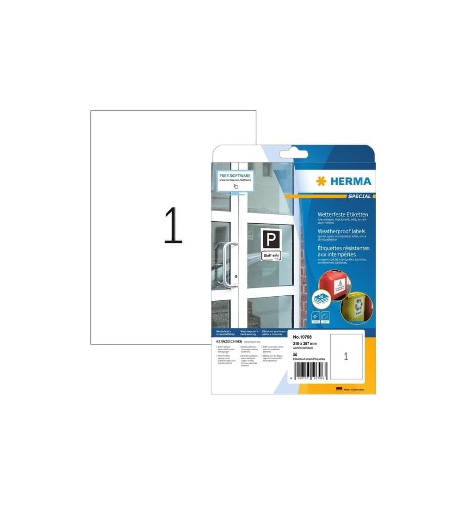 HERMA - Outdoor-Etiketten 210 x 297 mm, 20 Blatt