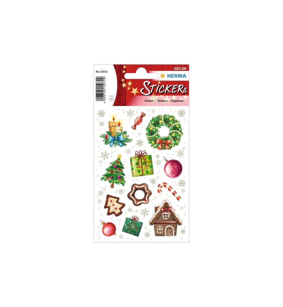 HERMA - Stickers Autocollants de Noël La période de Noël, 3 feuilles, 36 autocollants