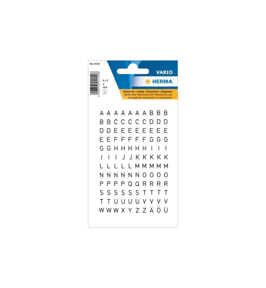 HERMA - Stickers Etiketten Buchstaben 5 mm A-Z 2 Stück, Schwarz