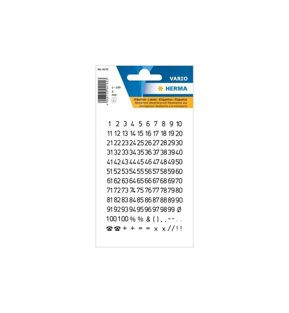 HERMA - Stickers Etiketten Zahlen 5 mm 1-100 2 Stück, Schwarz