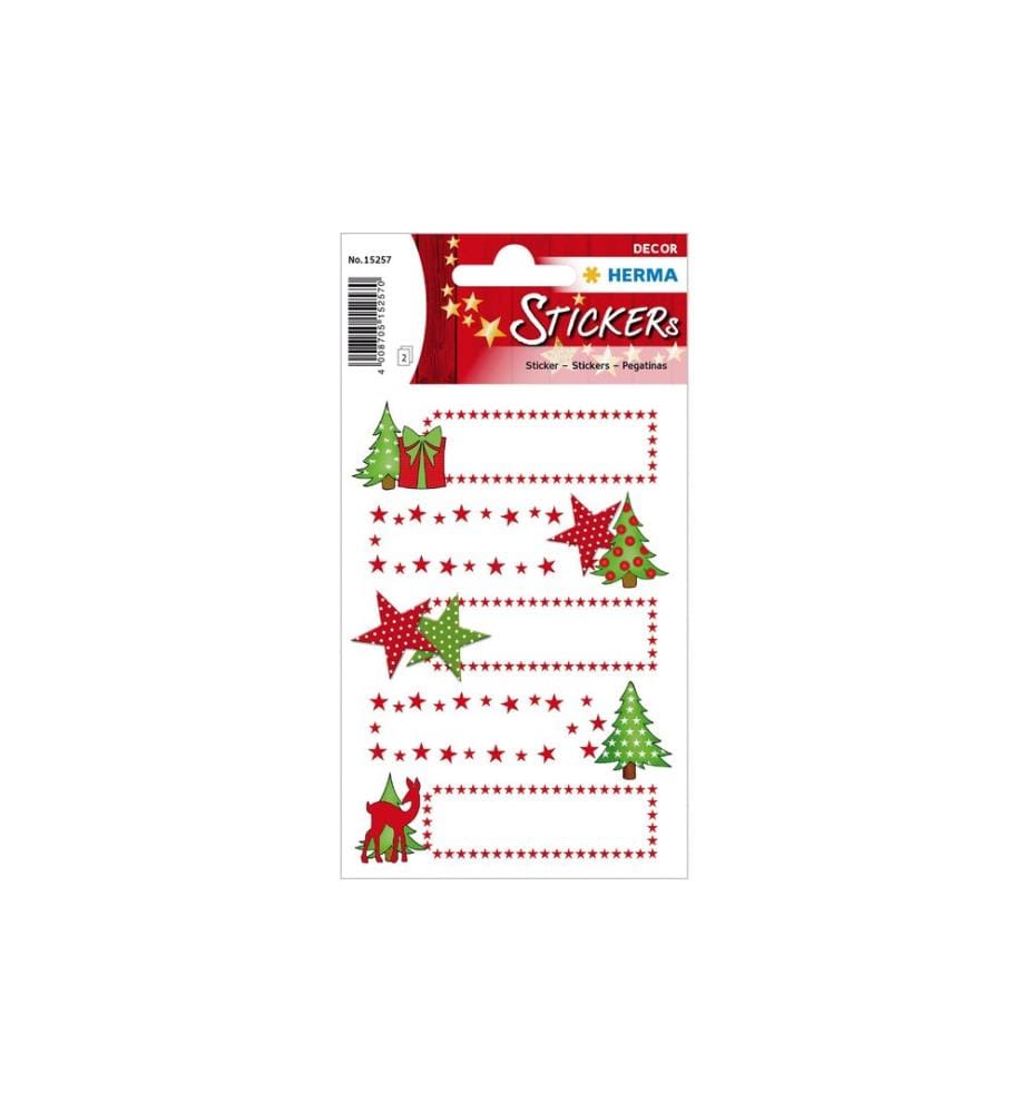 HERMA - Stickers Weihnachtssticker Sterne + Tanne 2 Blatt / 10 Sticker