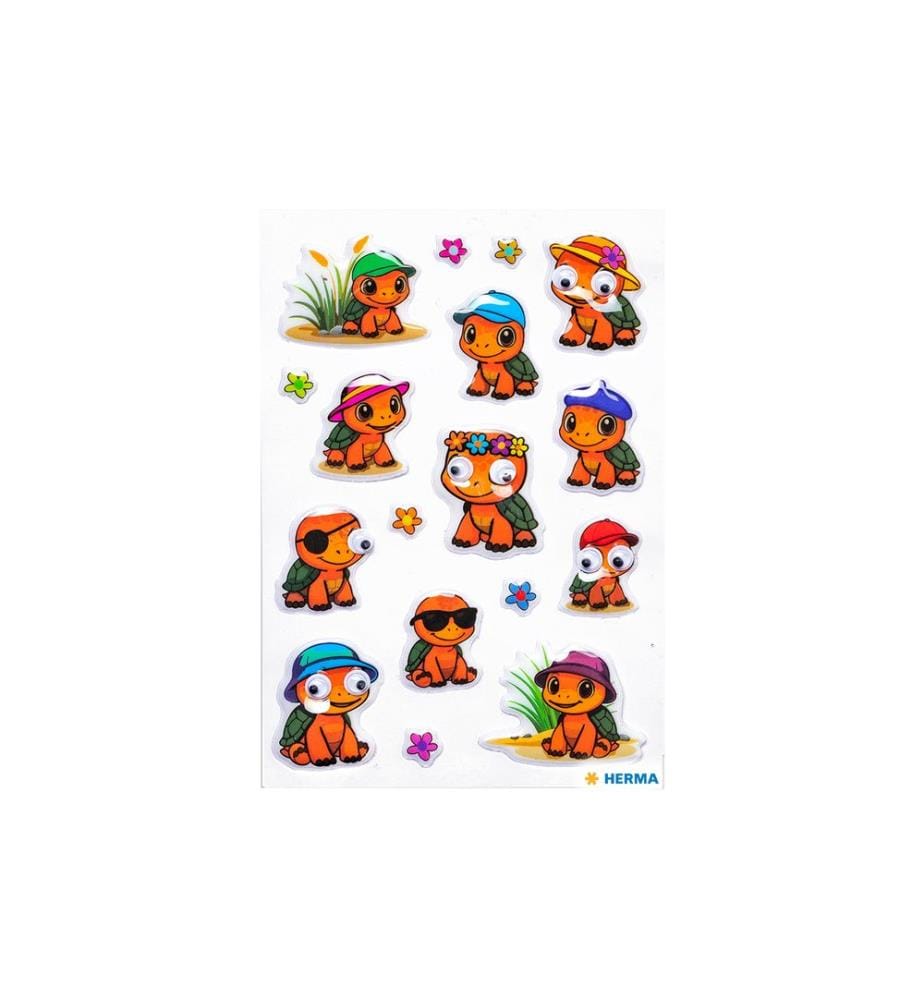 HERMA - Stickers Motivsticker Schildkröten Wackelaugen 1 Blatt / 17 Sticker