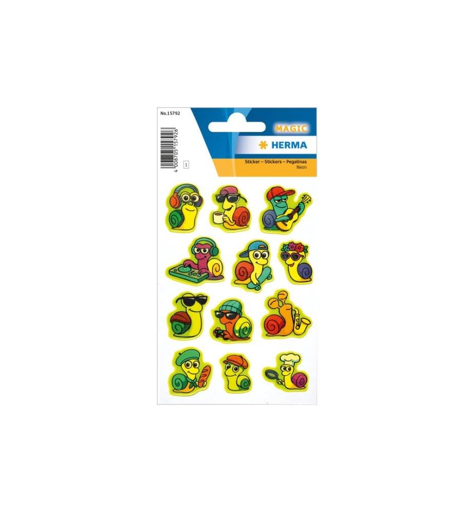 HERMA - Stickers Autocollant à motif Escargots rigolos, néon 12 Pièce/s