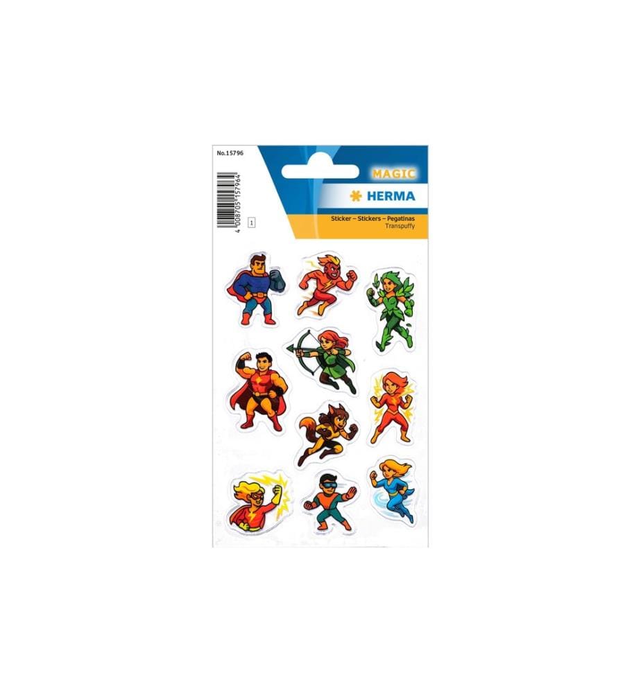 HERMA - Stickers Motivsticker Superhelden, Transpuffy 1 Blatt / 10 Sticker