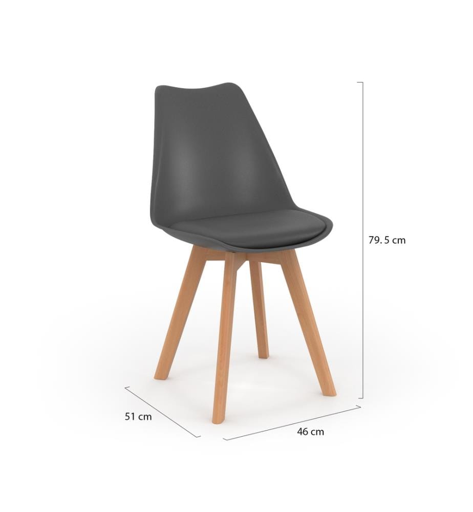 Set of 4 Nordia Chairs 46 x 51 x 79.5 cm - Grey