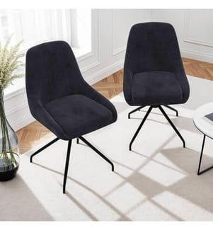Set of 2 Olivia chairs, dark grey swivel seat, metal legs - Dark grey
