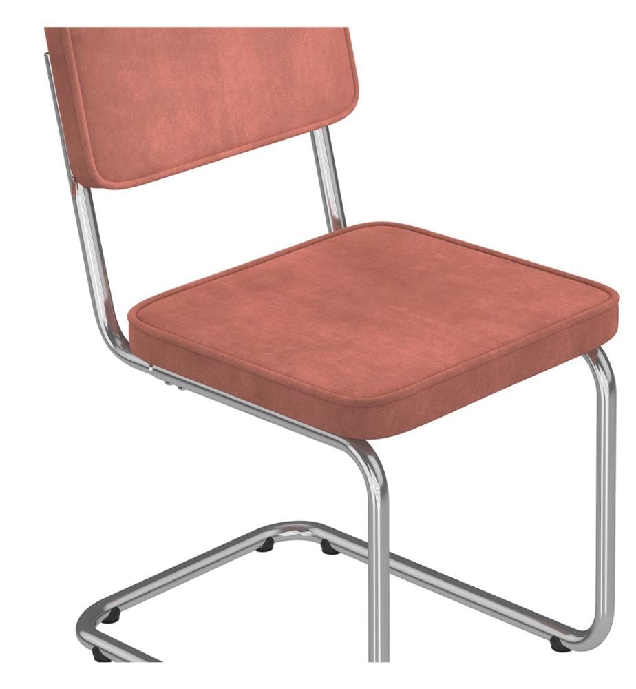 Lot de 4 Chaises Naya assise en bouclette terracotta pied cantilever