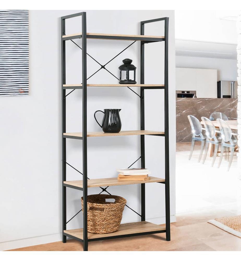 Memphis Industrial Shelf 5 Levels - 170 cm - Brown and Black