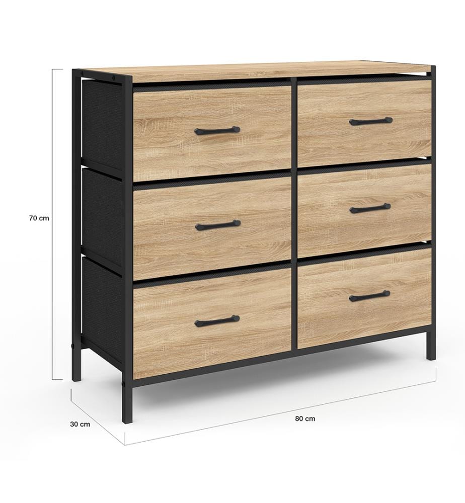 Iris 6-drawer chest - Brown and Black