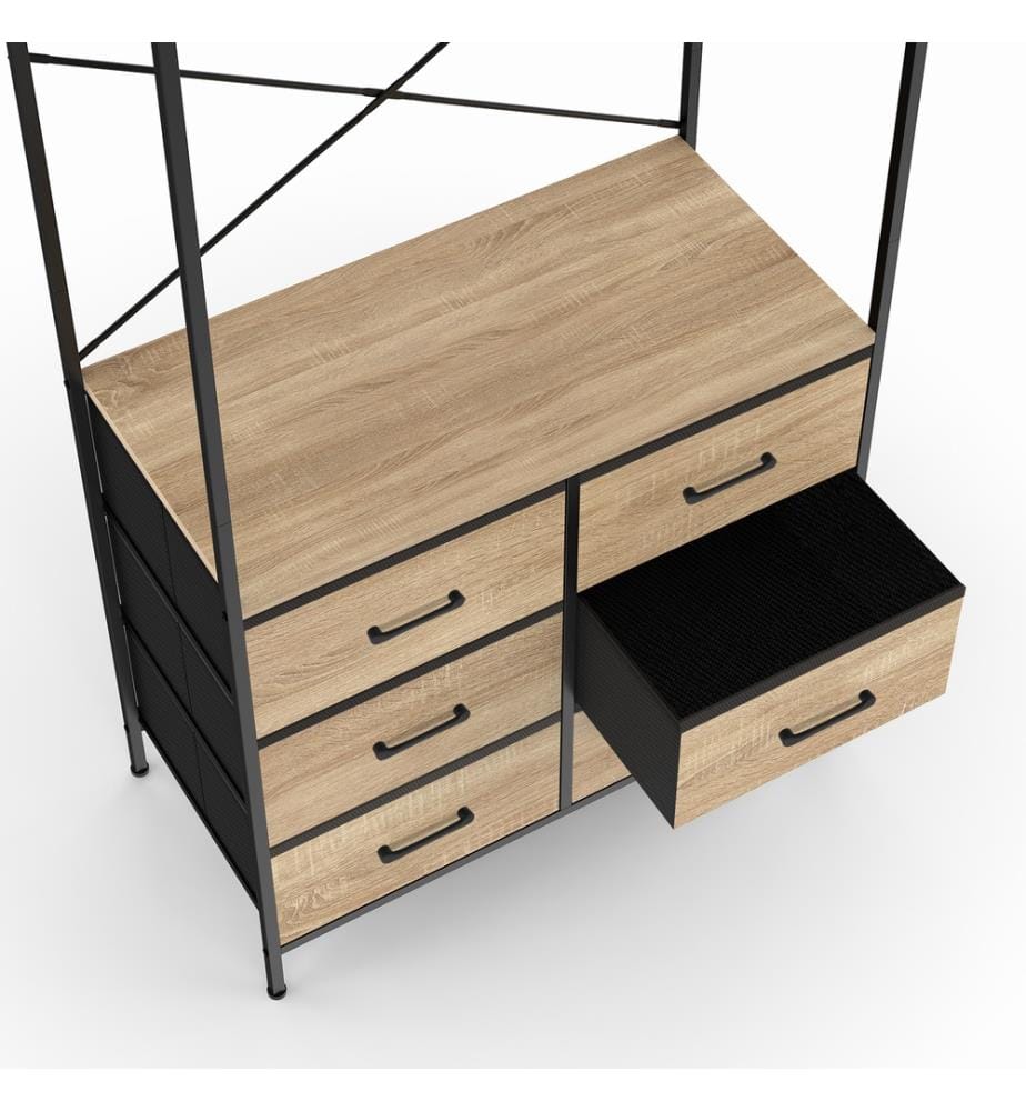 Iris closet with 6 drawers - Brown and Black