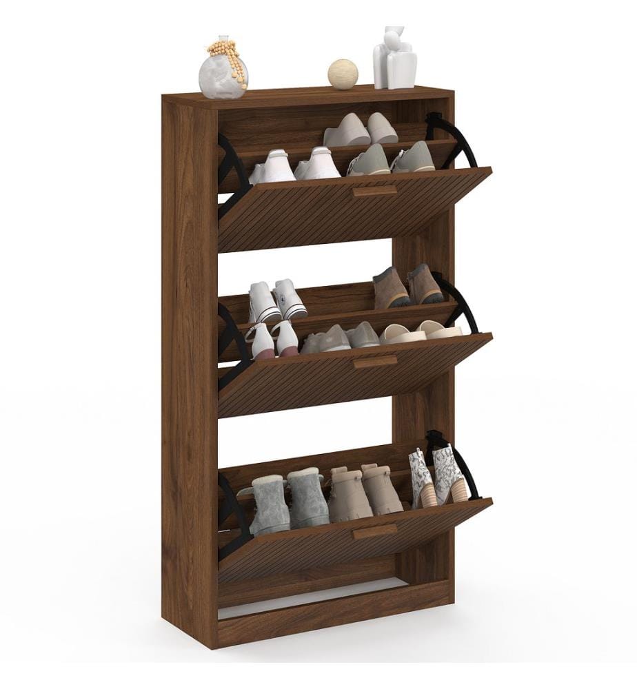 Faustine 3-Door Shoe Cabinet - Walnut