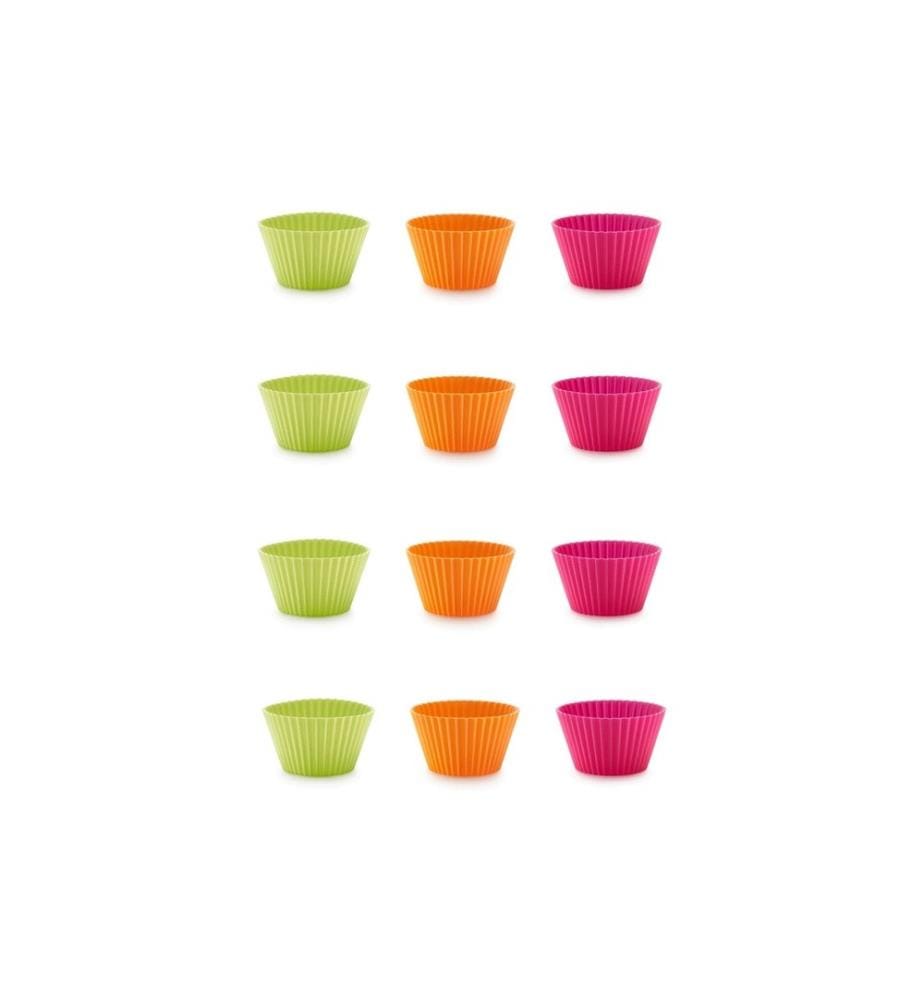 Lékué - Muffin Backform Silikon, mehrfarbig, 12er Set