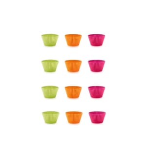 Lékué - Moule à muffins Silicone, multicolore, set de 12