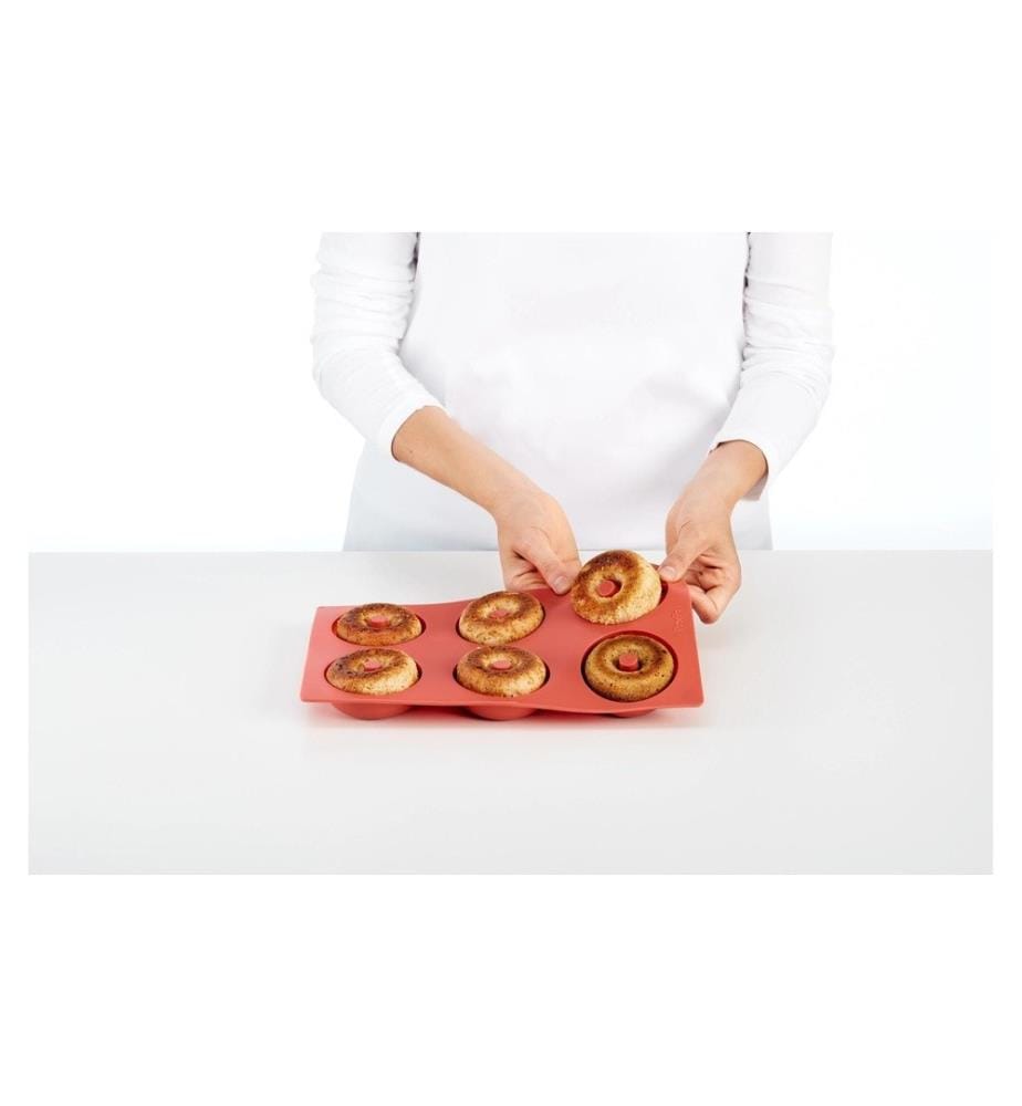 Lékué - Plat de cuisson des beignets Silicone, Noir, 6 alvéoles
