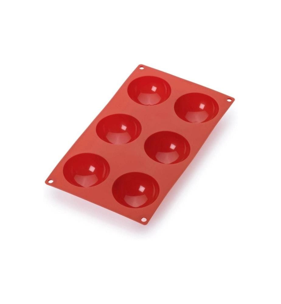 Lékué - Backform Halbkugel, Silikon, Rot, 6 Mulden