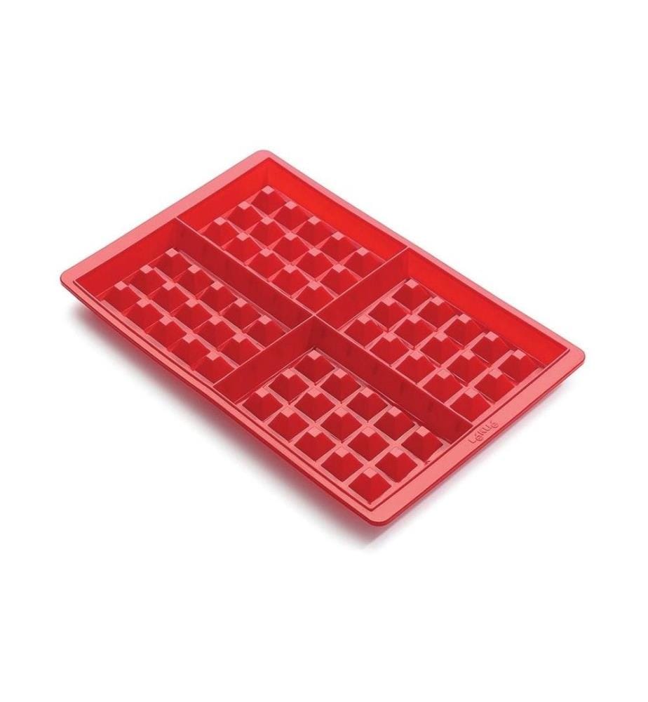 Lékué - Backform Waffel, Silikon, Rot, 4 Mulden