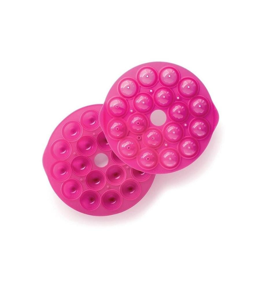 Lékué - Teglia per cake pop silicone, Rose, 18 alvéoles
