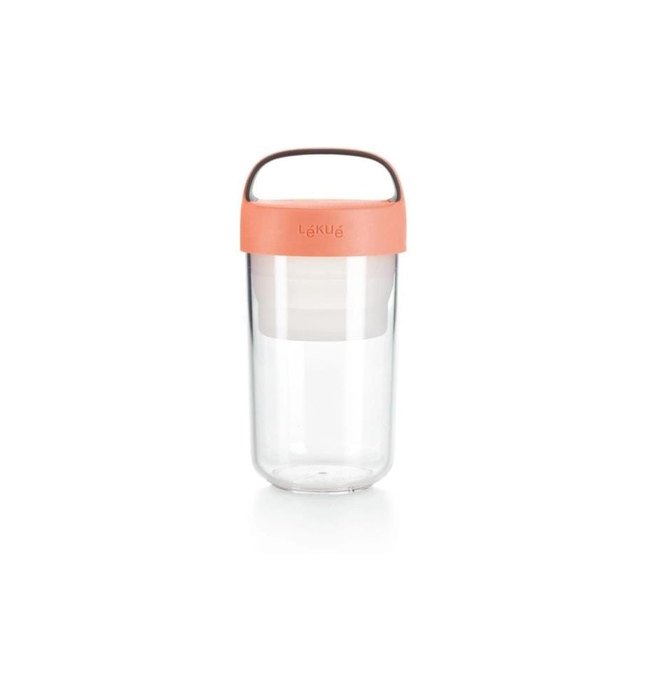 Lékué - Récipient de smoothie Glas To Go, 600 ml, corail