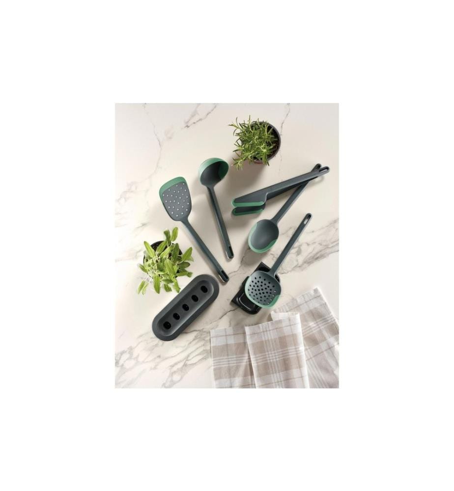 Lékué - Ustensiles de cuisine avec support PBT/silicone, vert/noir