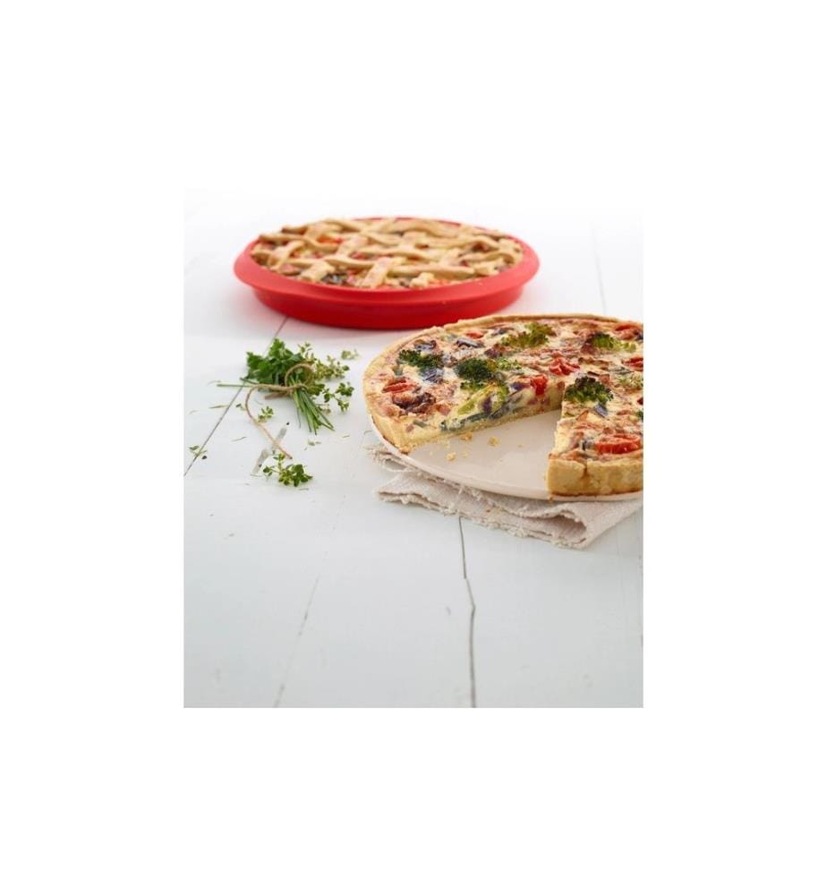 Lékué - Moule à quiche ø 28 cm, rouge / blanc