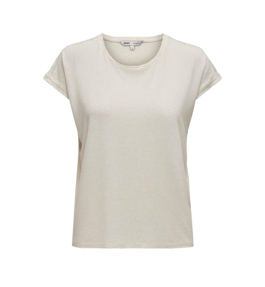 Top - Cloud Dancer Gold Lurex Stripe