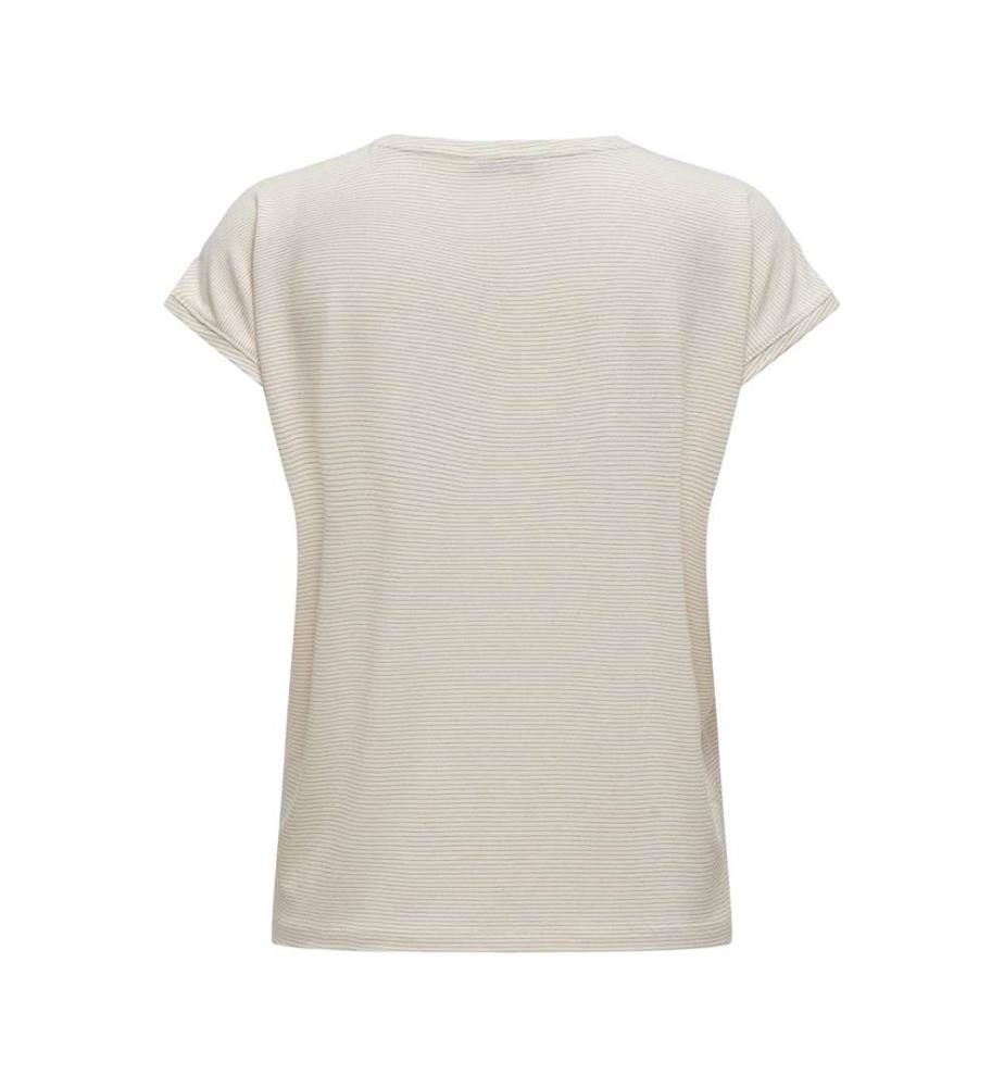 Top - Cloud Dancer Gold Lurex Stripe
