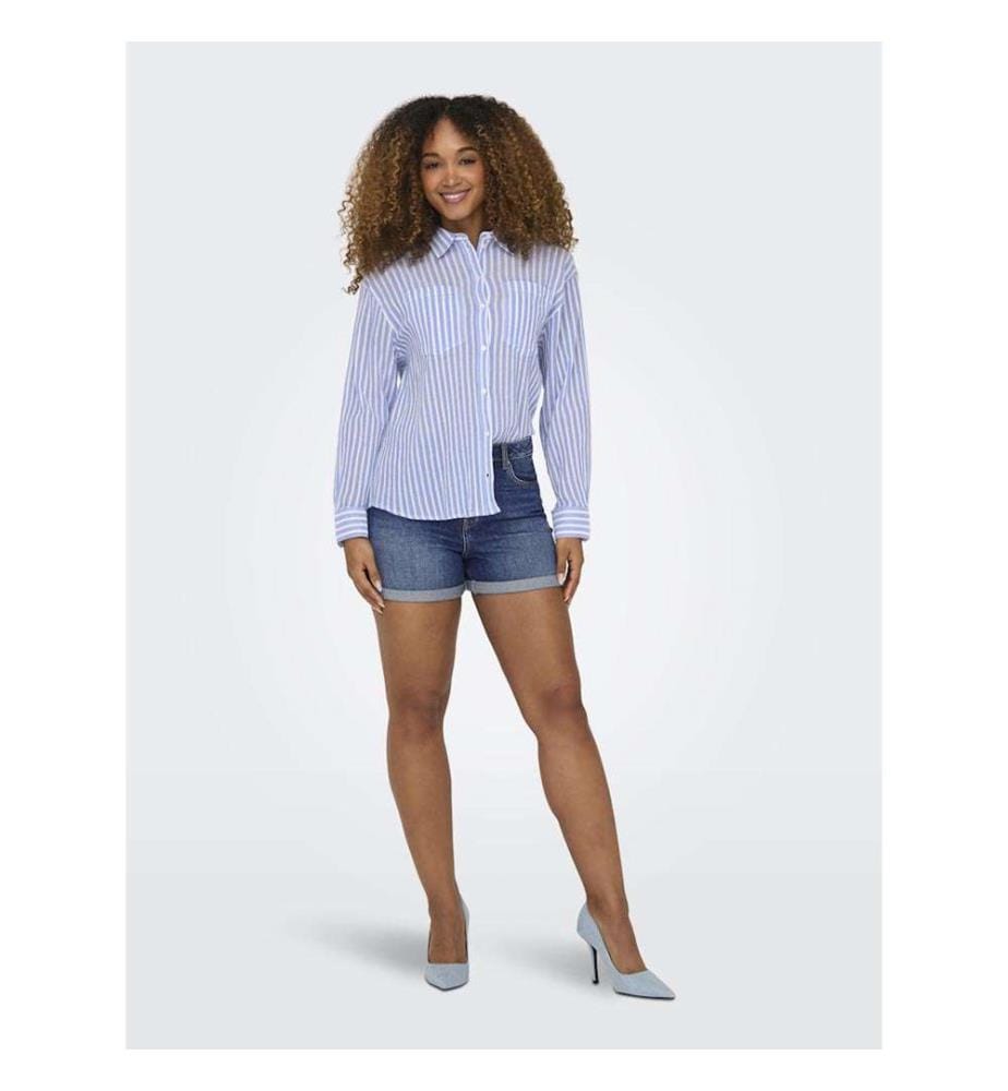 Pantaloncini a vita alta Josephine - Denim blu medio