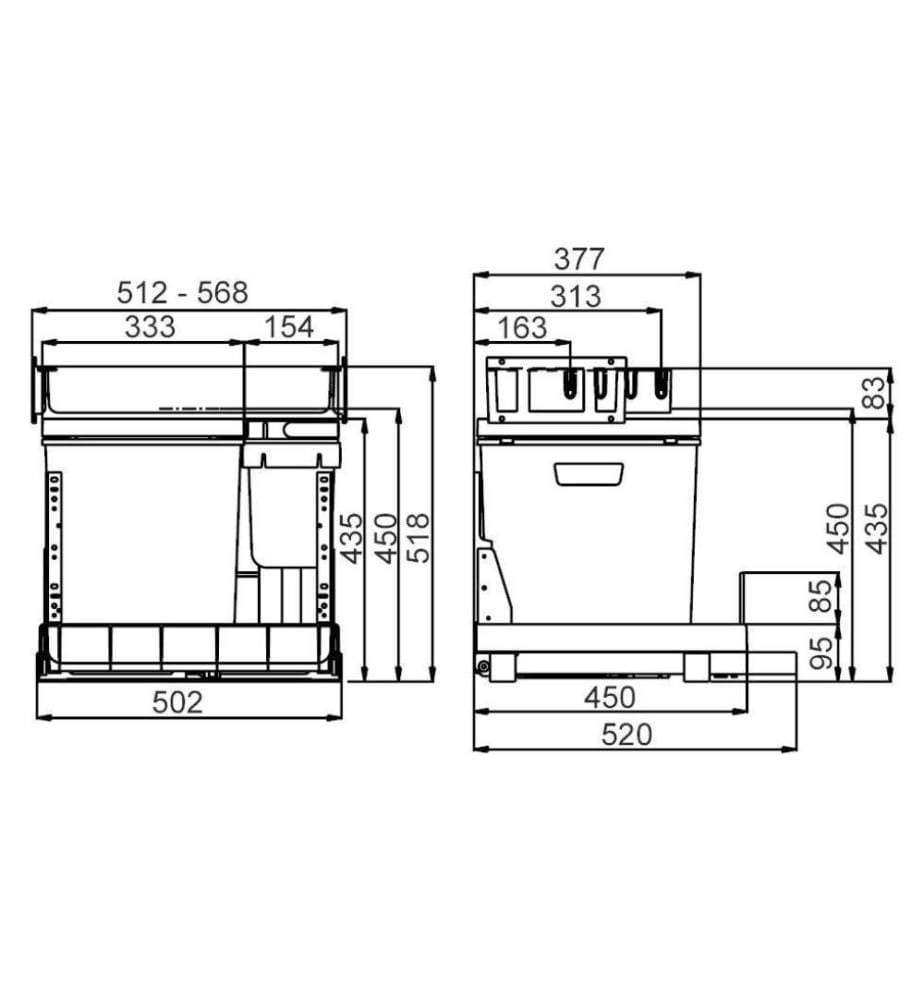 Müllex Abfalleimer BOXX 55/60-R Bio