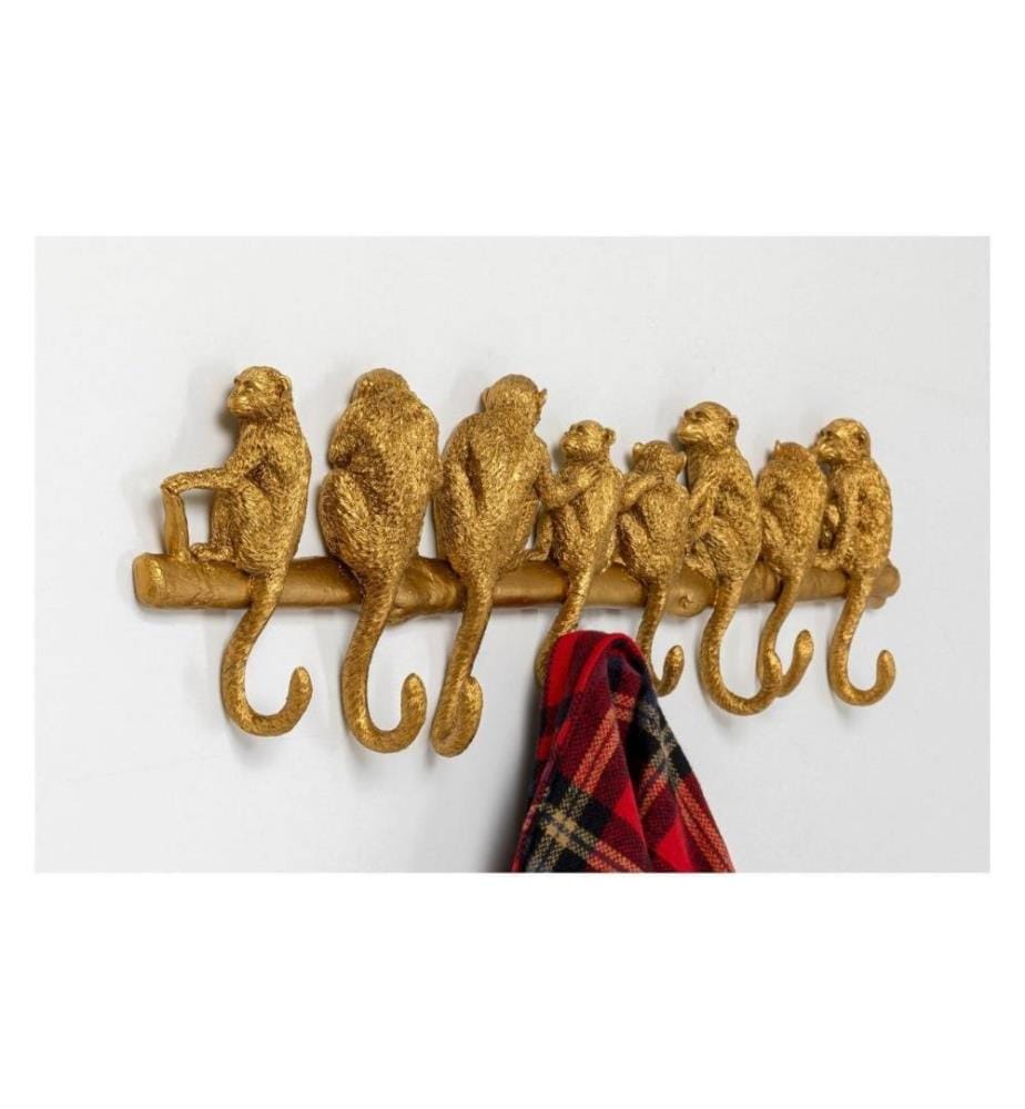 Kare Garderobenleiste Monkey 8 Haken, Gold