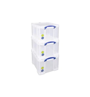 REALLY USEFUL BOX - Boîte de rangement 35 litres, Transparent 3 pcs.