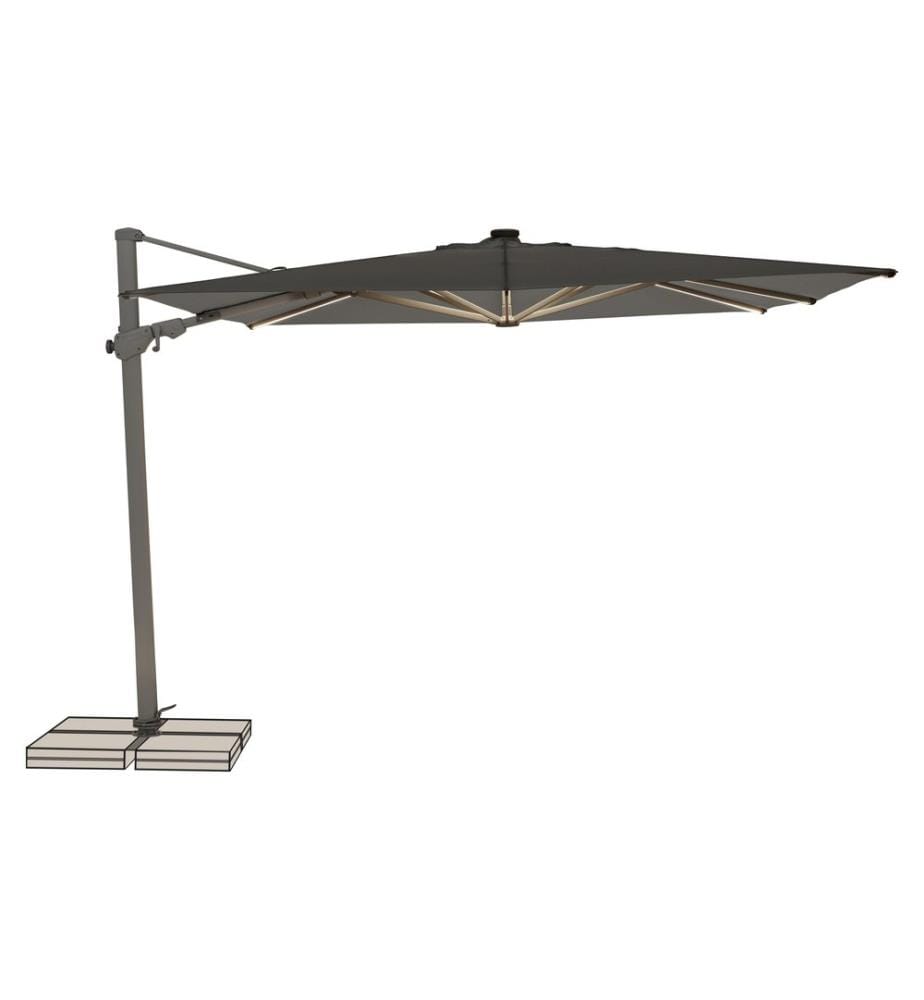 Suncomfort by Glatz - Sonnenschirm Varioflex Solar LED, 300 x 300 cm, Steingrau
