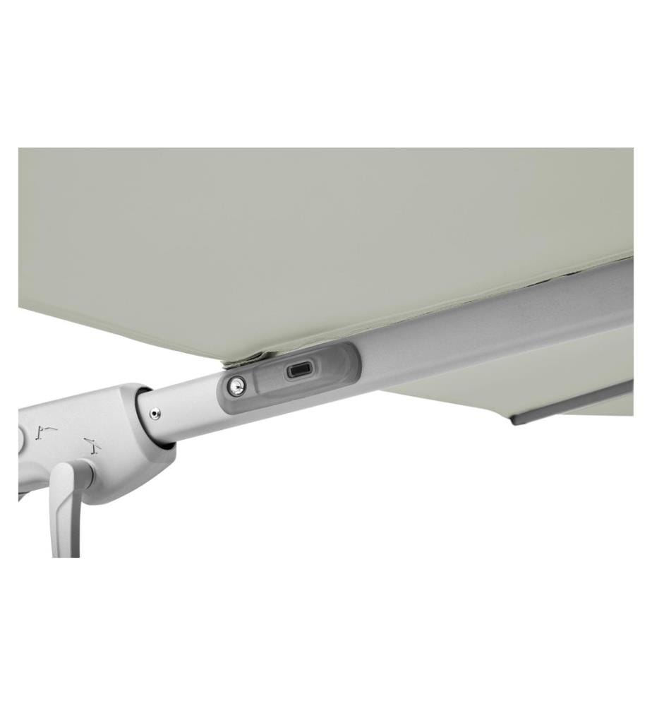 Suncomfort by Glatz - Sonnenschirm Varioflex Solar LED, 300 x 300 cm, Light Grey