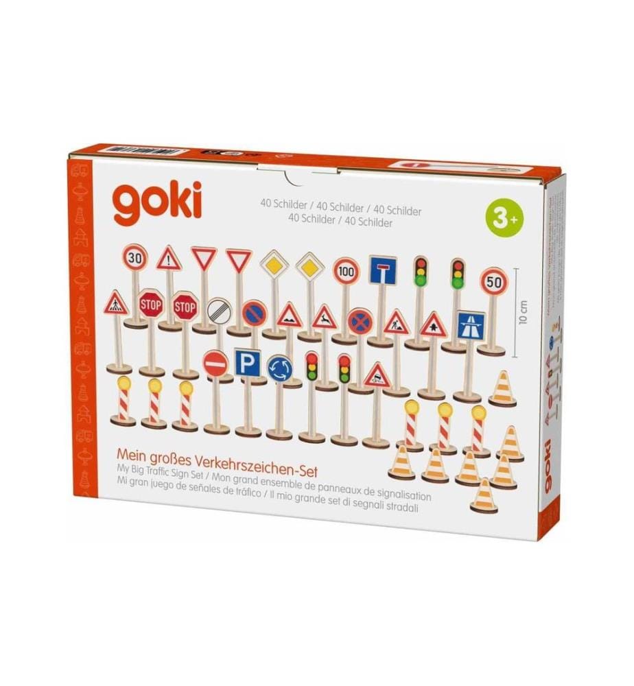 GOKI - Spielset Mein grosses Verkehrszeichen-Set 40-teilig