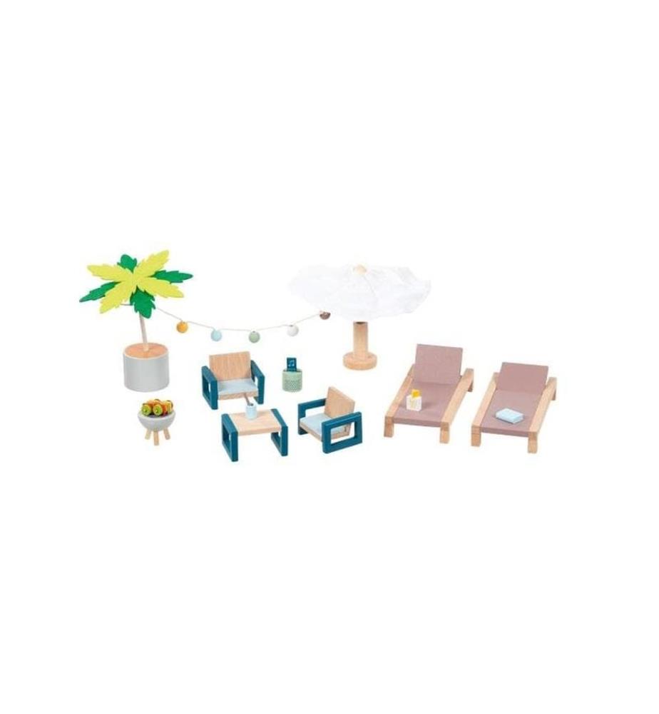 GOKI - Meuble de maison de poupée Set de meubles d'extérieur Mallorca