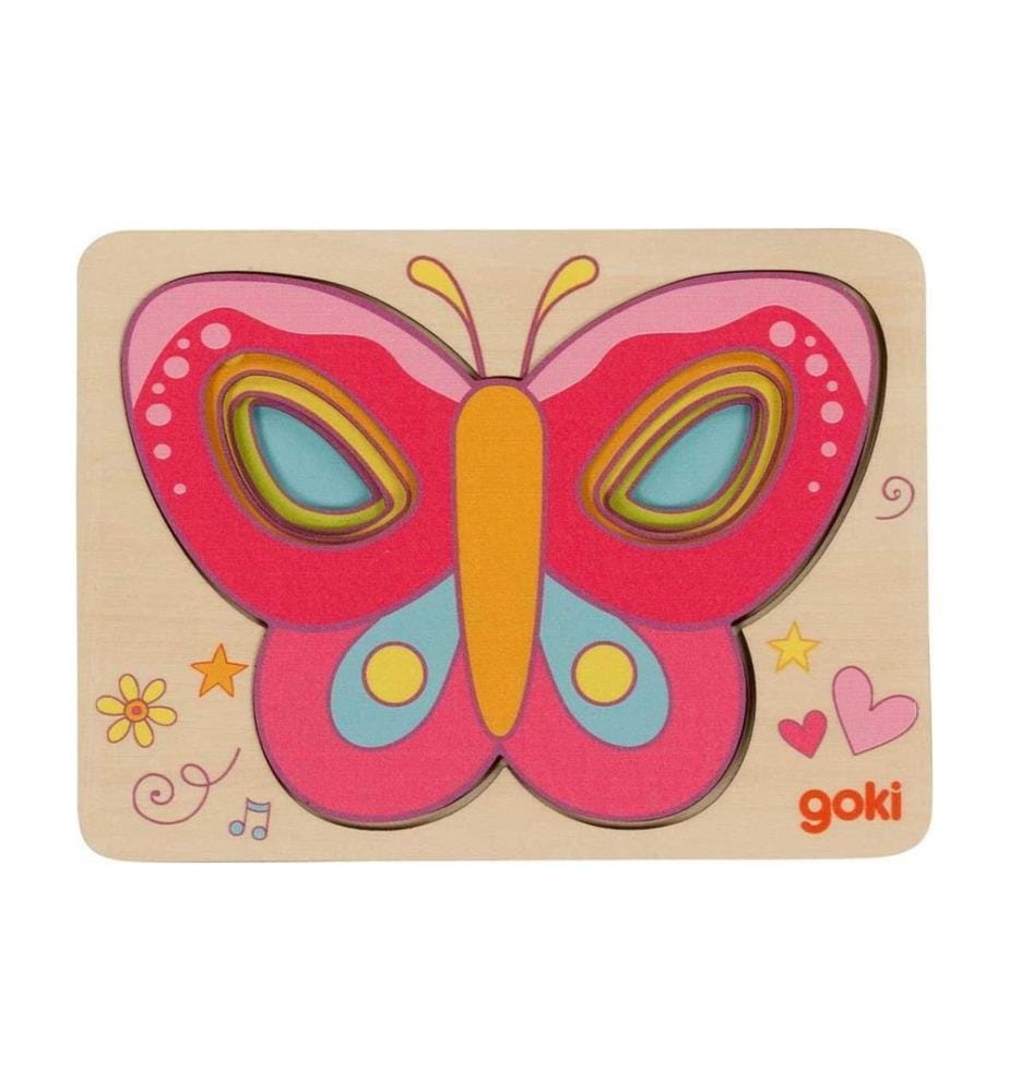 GOKI - Puzzle à couches Papillon 15 x 11 x 1.7 cm