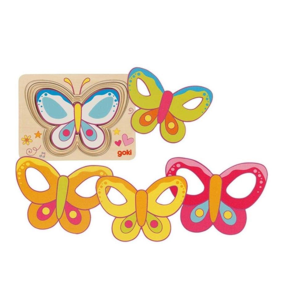 GOKI - Puzzle à couches Papillon 15 x 11 x 1.7 cm