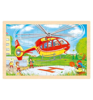 GOKI - Einlegepuzzle Hubschrauber/Feuerwehr 30 x 20 cm