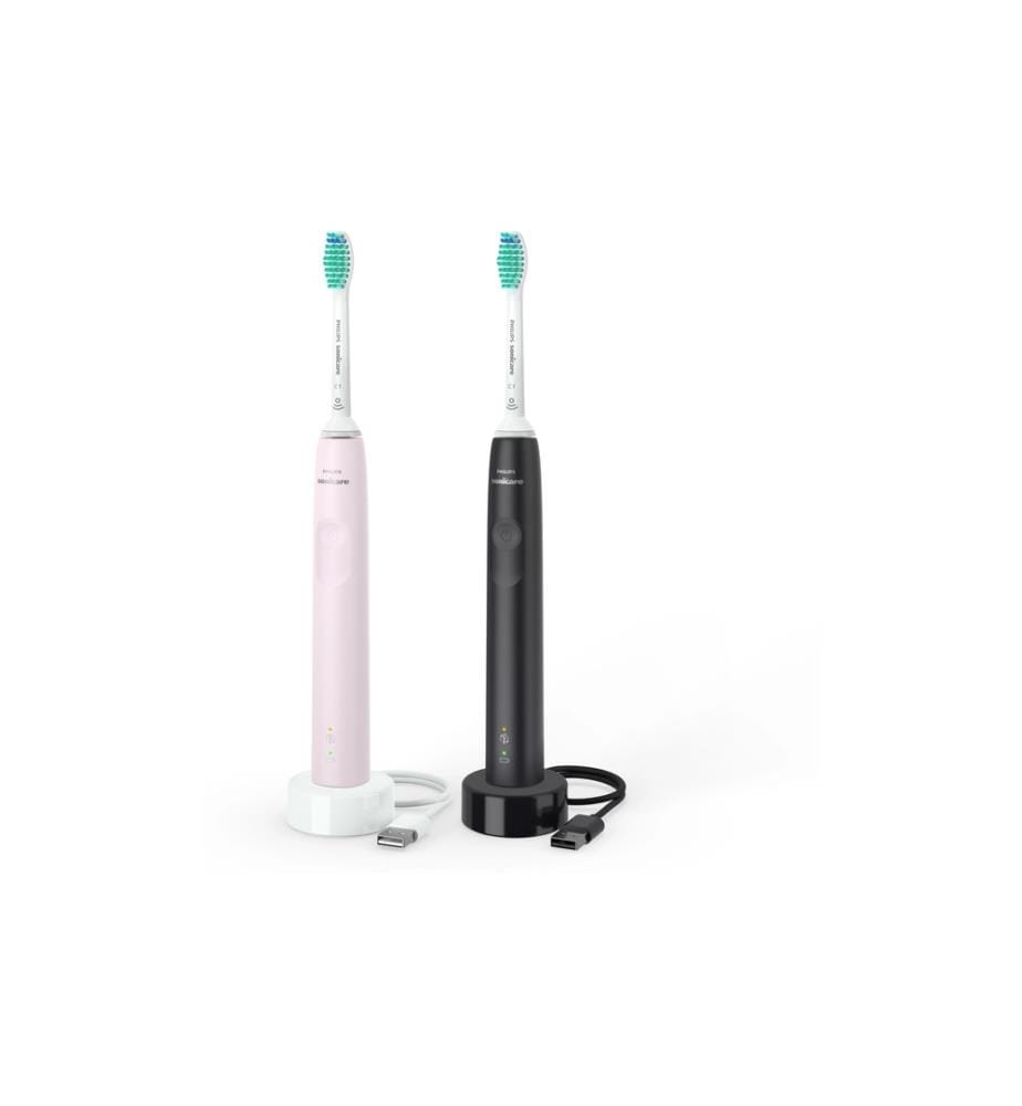PHILIPS - Schallzahnbürste Duo Sonicare Series 3100 Weiss/Rosa&Schwarz