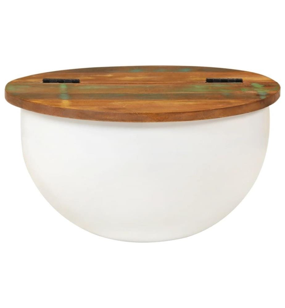 Table basse blanc 50x27 cm bois de récupération massif