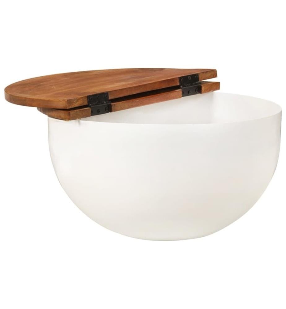 Table basse blanc 50x27 cm bois de récupération massif