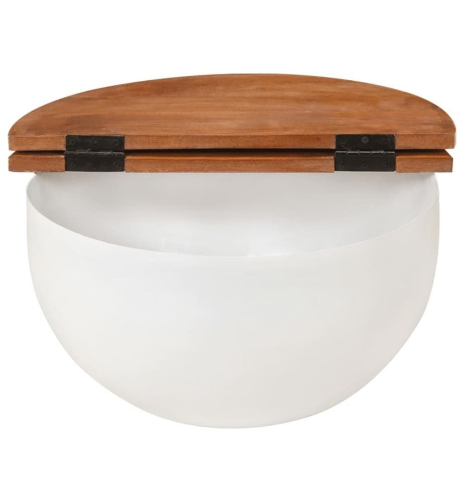 Table basse blanc 50x27 cm bois de récupération massif