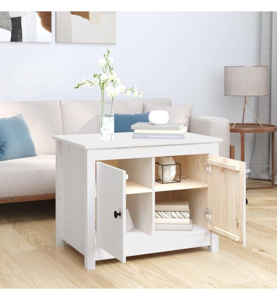 Couchtisch Weiss 71x49x55 cm Massivholz Kiefer