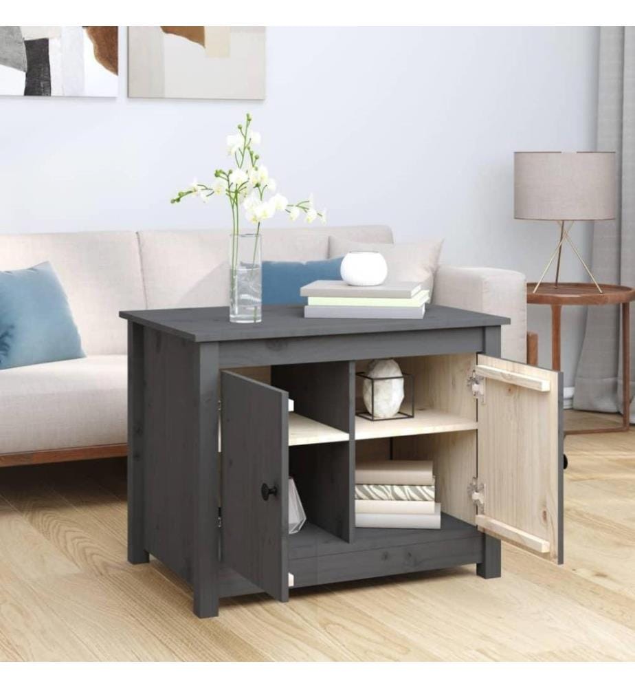 Couchtisch Grau 71x49x55 cm Massivholz Kiefer