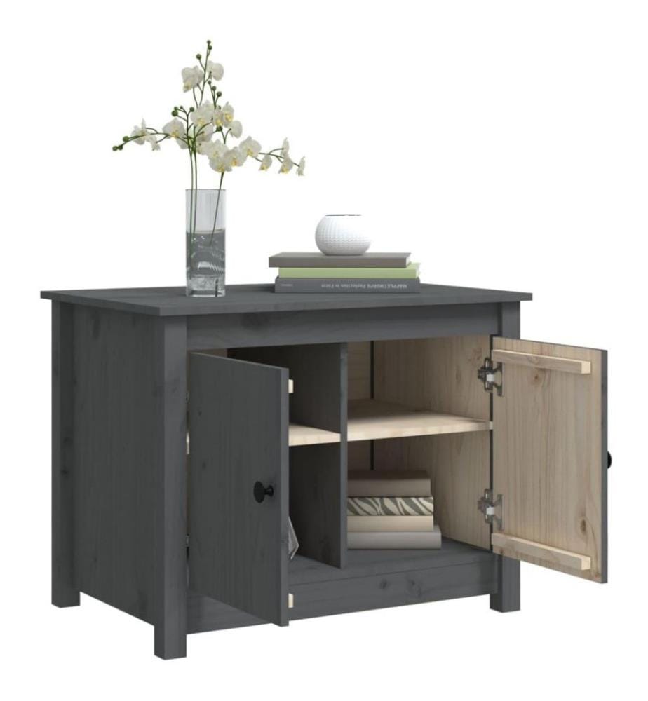 Couchtisch Grau 71x49x55 cm Massivholz Kiefer