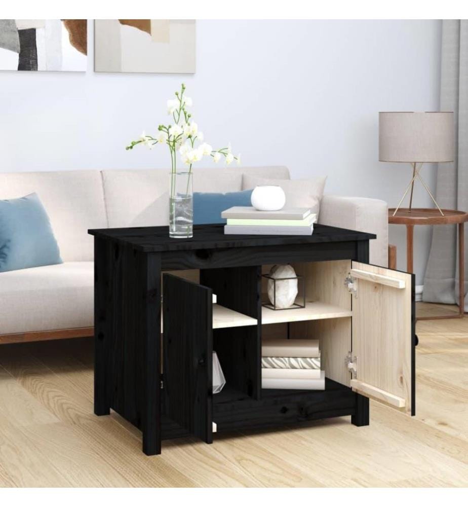 Couchtisch Schwarz 71x49x55 cm Massivholz Kiefer